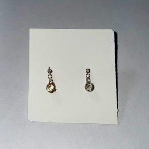 Dangly gold clear gem stud earrings